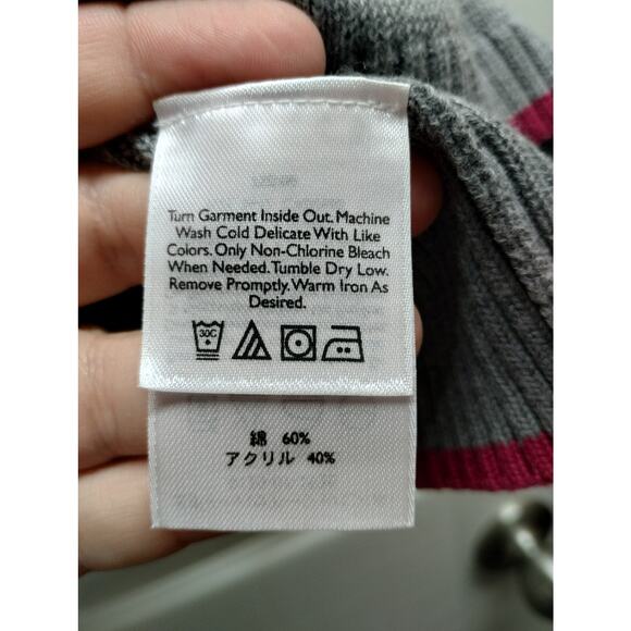 Eddie Bauer Women's Size XL Gray Quarter Zip Pink Trim Pullover Knit Sweater - Picture 5 of 5